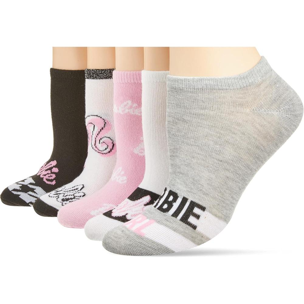 imageBarbie Womens Classic 5 Pack No Show Ankle SocksBlack Assorted