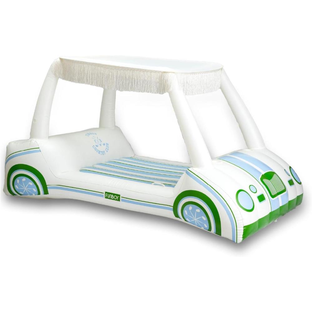 imageFUNBOY amp Malibu Barbie Luxury Inflatable Golf Cart Summer Pool Float  Land or Water Inflatable with Cup HolderWhite