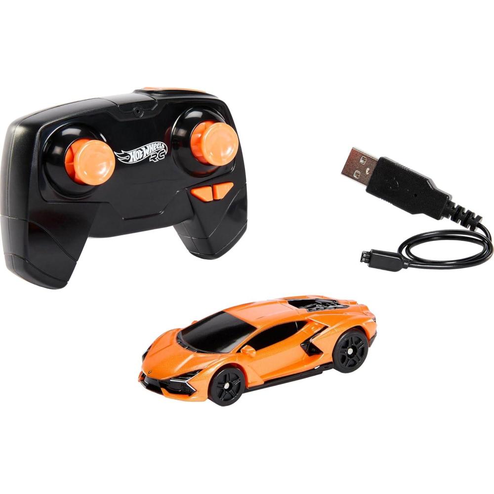 imageHot Wheels RC Toy Car RemoteControl Lamborghini Revuelto in 164 Scale Recharge with USB Cable Races amp Stunts On and OffTrack with Turbo Boost