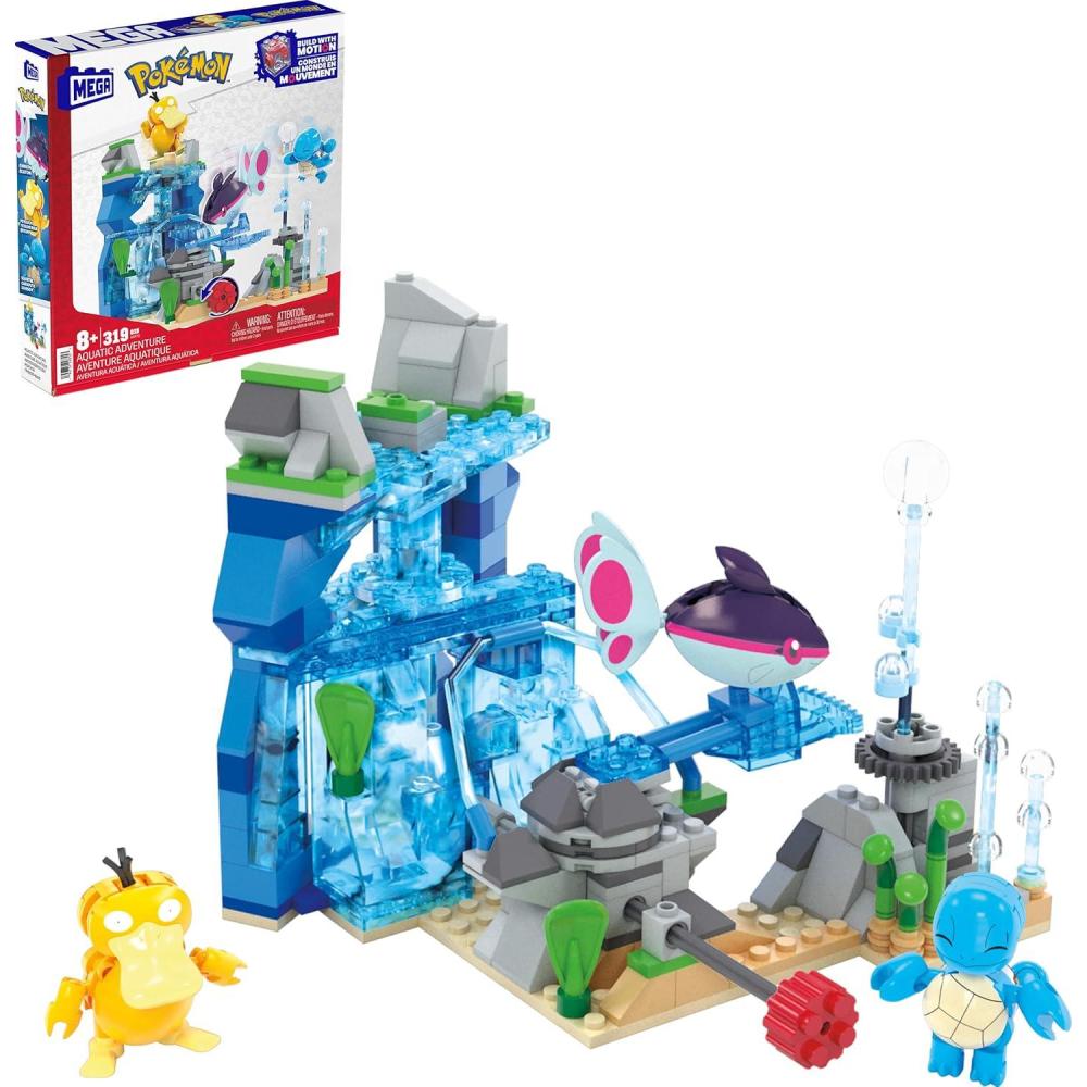 imageMEGA Pokmon Building Toys Set Aquatic Adventure with 319 Pieces 2 Poseable Characters for Kids