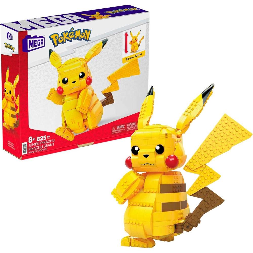 imageMEGA Pokmon Building Toys Set Jumbo Pikachu with 806 Pieces Articulated and Poseable 12 Inches Tall for KidsJumbo Pikachu