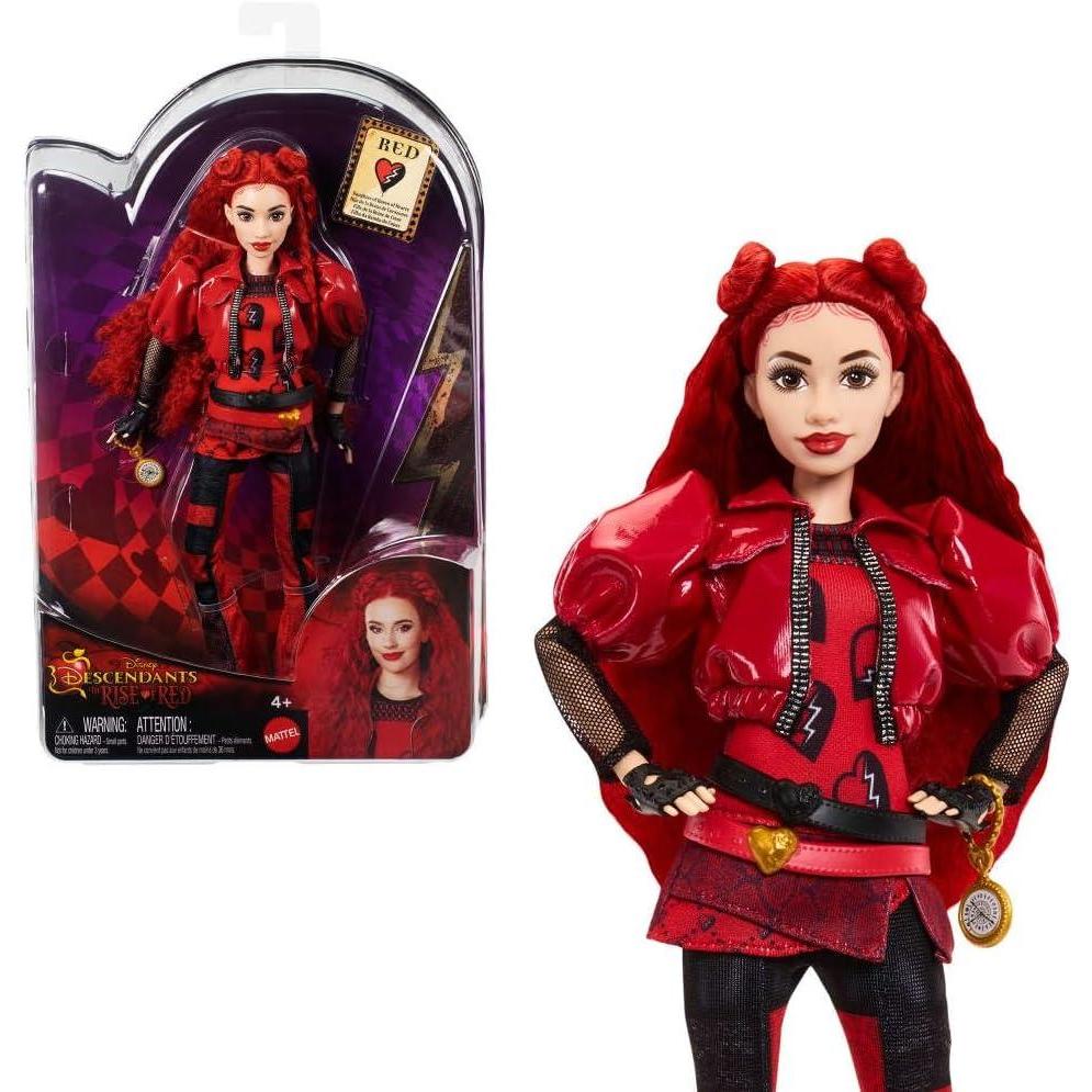 imageMattel Disney Descendants The Rise of Red Fashion Doll amp Accessory  Red Daughter of Queen of Hearts with MovieInspired Clothes amp Pocket WatchMulticolor
