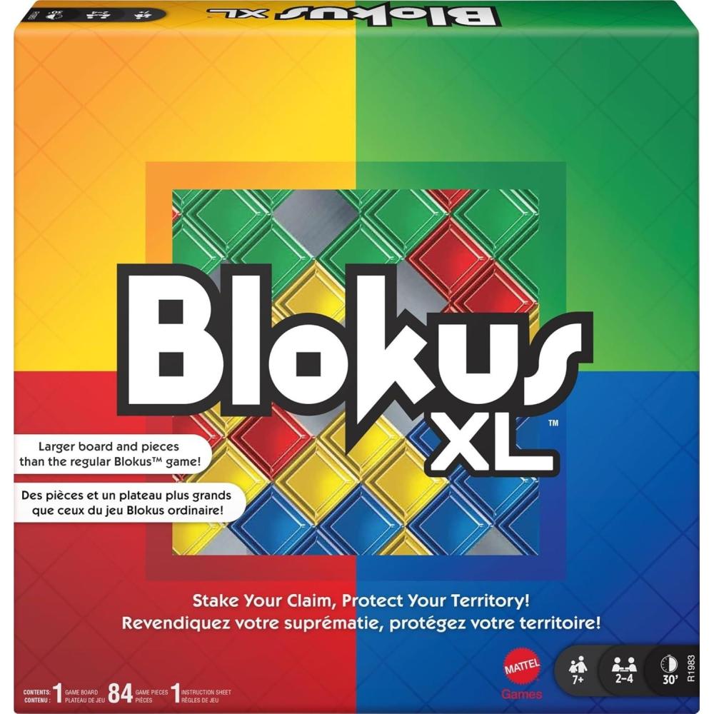 imageMattel Games Blokus XL Board Games for Family Night Brain Games for 2 to 4 Players Oversized Board and Pieces Amazon ExclusiveBlokus XL