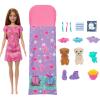 imageBarbie Doll amp Playset with 2 Toy Dog Figures amp 10 Accessories Puppy Slumber Party with ColorChange Feature Sleeping Bag Eye Masks amp More