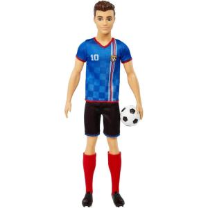 Barbie Careers Ken Fashion Doll & Accessory, Soccer Player with Cropped Hair, #10 Uniform, Tall Socks, Cleats & Ball(Multicolor)