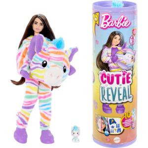 Barbie Cutie Reveal Doll & Accessories, Color Dream Series, Tie-Dyed Bunny Costume & 10 Surprises Including Color Change(Rainbow Zebra)