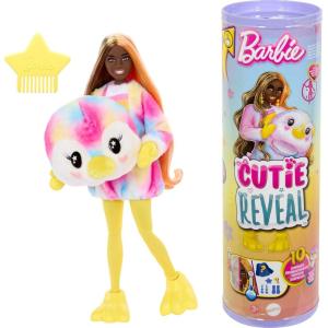 Barbie Cutie Reveal Doll & Accessories, Color Dream Series, Tie-Dyed Bunny Costume & 10 Surprises Including Color Change(Tie Dyed Penguin)