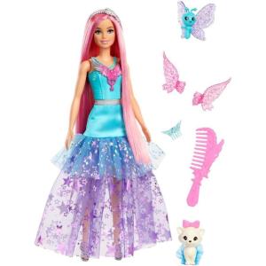 Barbie Doll with 2 Fantasy Pets & Dress, “Malibu” Doll Inspired by The Movie a Touch of Magic, 7-inch Long Hair(Malibu)