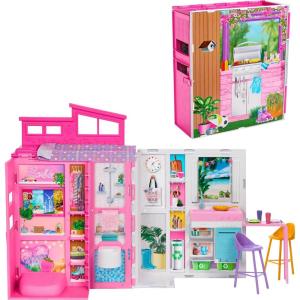 Barbie Dollhouse Playset, Getaway House with 11 Accessories Including 2 Chairs, 4 Play Areas & 360-degree Play