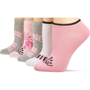 Barbie Womens Classic 5 Pack No Show Ankle Socks(Pink Assorted)