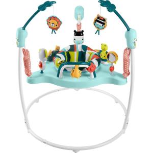 Fisher-Price Baby Bouncer Palm Paradise Jumperoo Activity Center with Music Lights Sounds and Developmental Toys​(Colorful Jumperoo)