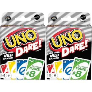 Mattel Games UNO Dare Card Game for Families & Parties Featuring Challenging & Silly Dares from 3 Different Categories(1 count (Pack of 2))