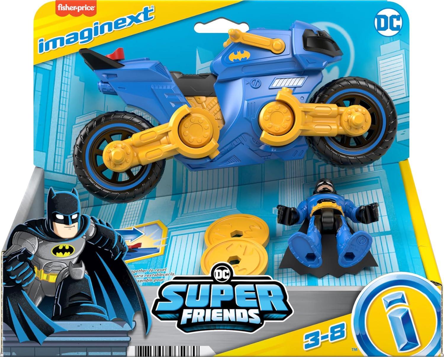 imageFisherPrice Imaginext DC Super Friends Batman Toy Figure and Transforming Batcycle for Pretend Play Kids Ages 3 Years