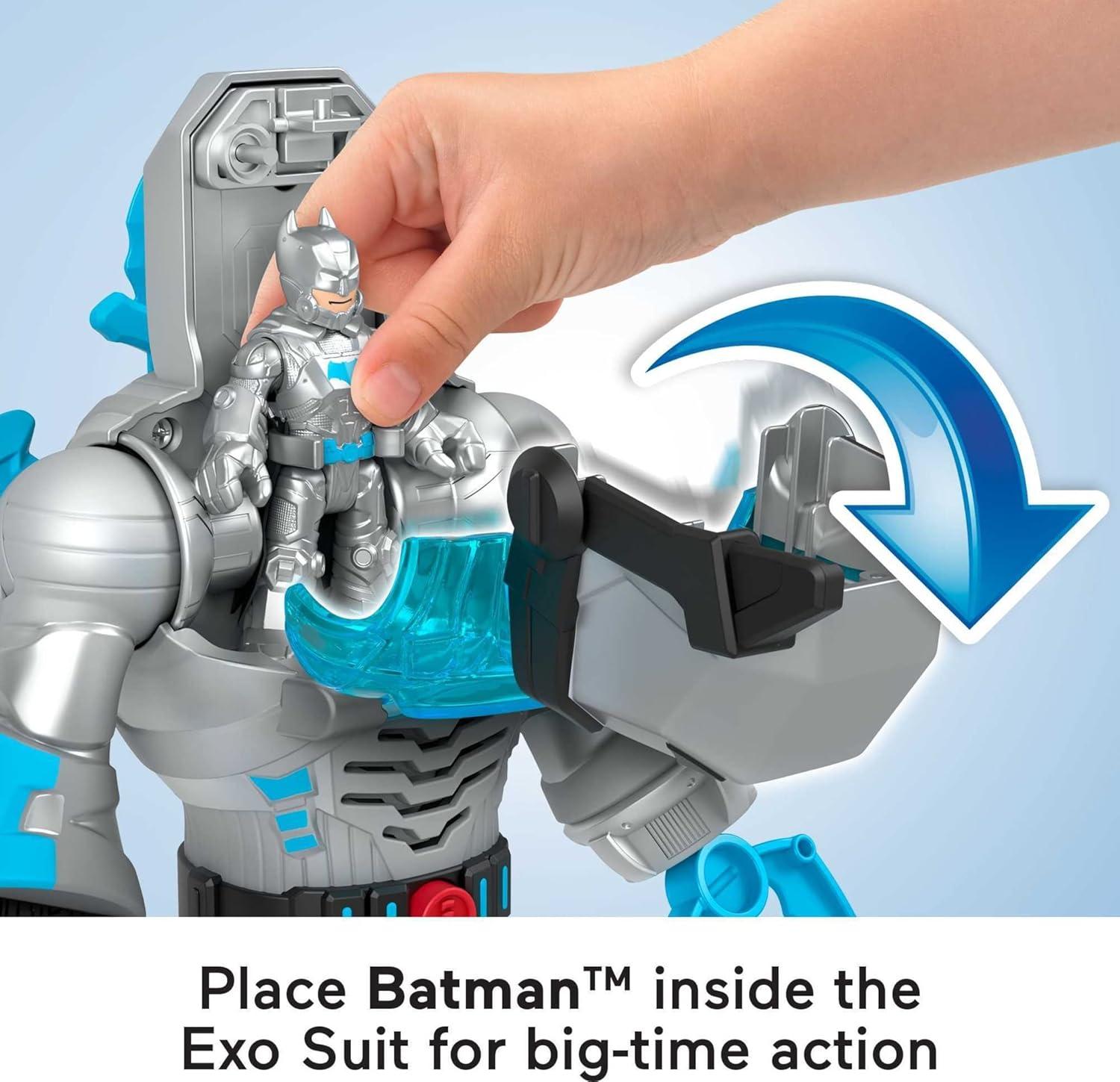 imageFisherPrice Imaginext DC Super Friends Batman Toy Insider amp Exo Suit 12Inch Robot with Lights Sounds amp Figure for Ages 3 Years Defender GreyMulticolor