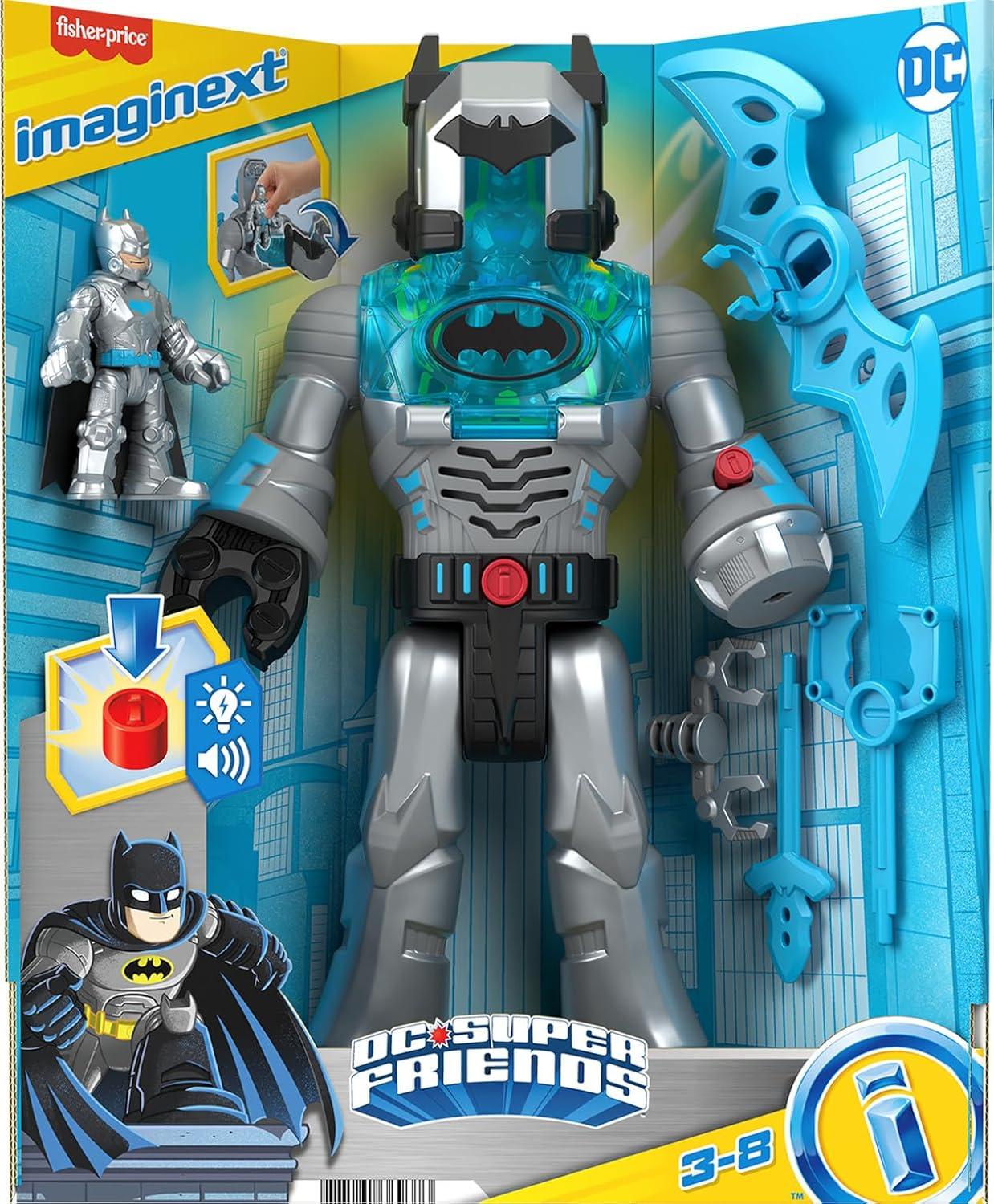 imageFisherPrice Imaginext DC Super Friends Batman Toy Insider amp Exo Suit 12Inch Robot with Lights Sounds amp Figure for Ages 3 Years Defender GreyMulticolor