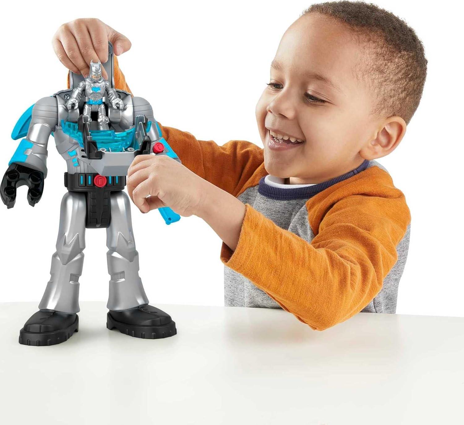 imageFisherPrice Imaginext DC Super Friends Batman Toy Insider amp Exo Suit 12Inch Robot with Lights Sounds amp Figure for Ages 3 Years Defender GreyMulticolor