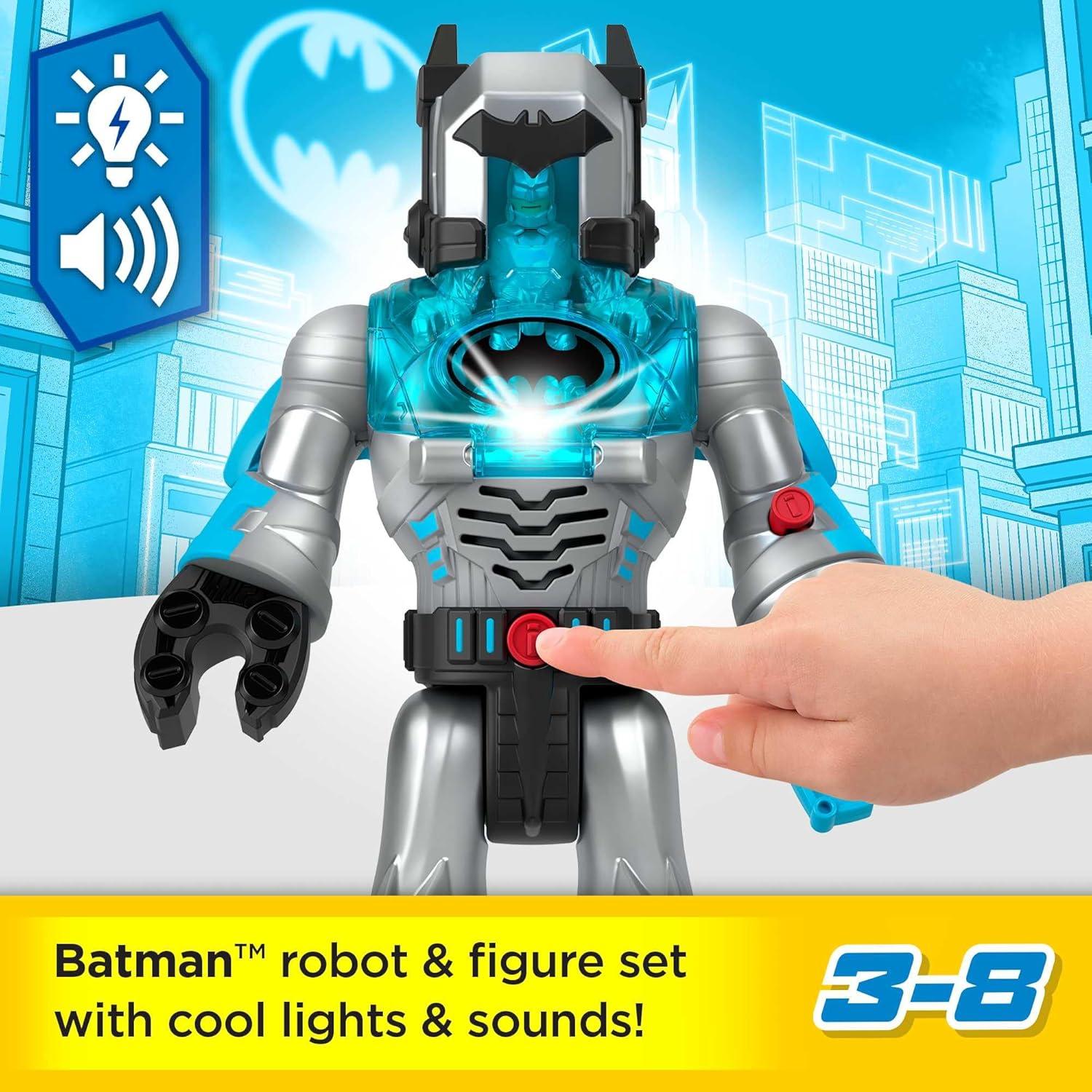 imageFisherPrice Imaginext DC Super Friends Batman Toy Insider amp Exo Suit 12Inch Robot with Lights Sounds amp Figure for Ages 3 Years Defender GreyMulticolor