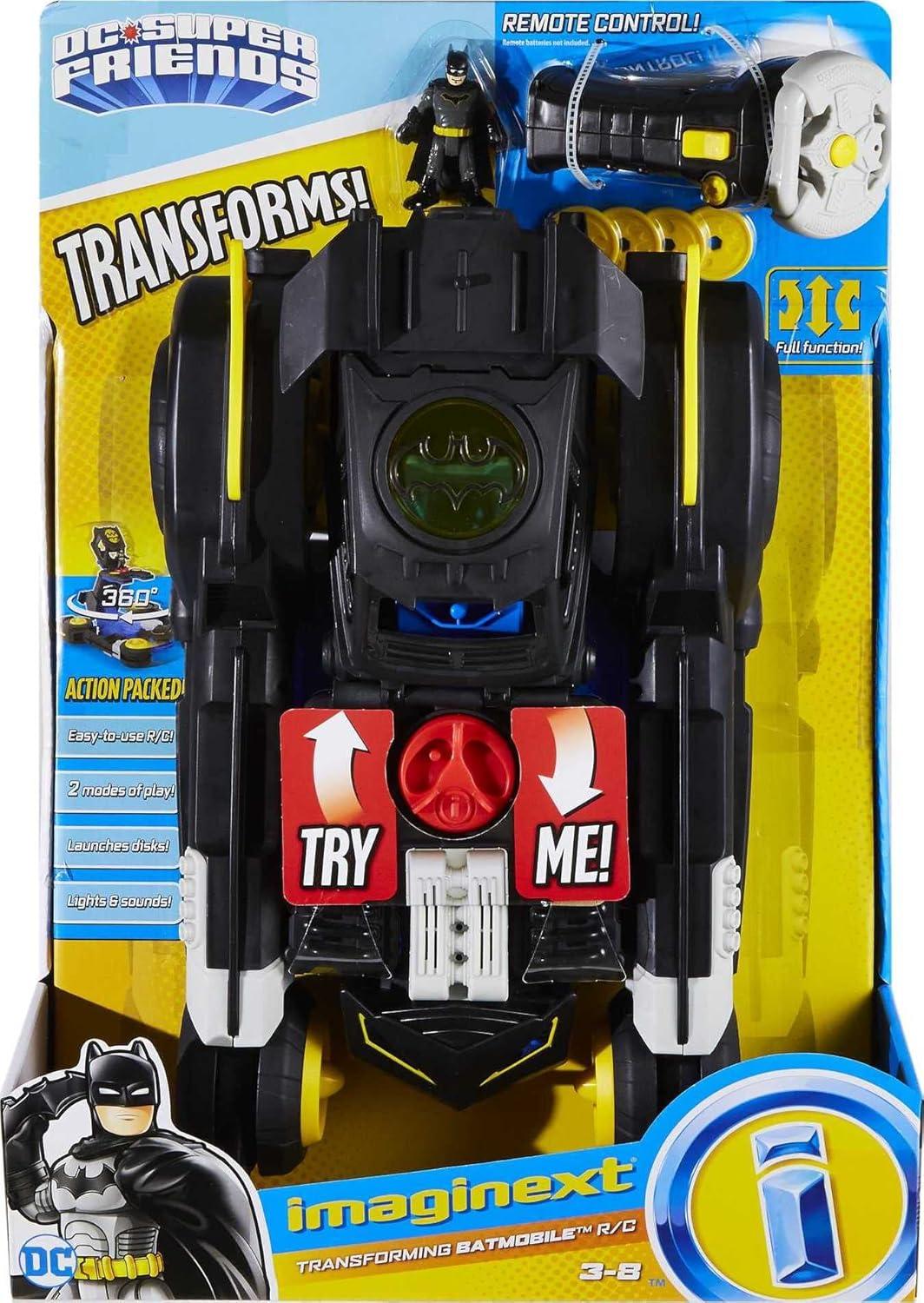 imageFisherPrice Imaginext DC Super Friends Batman Transforming Batmobile Remote Control Vehicle Toy Car with Lights and Sounds for Kids Ages 3 to 8Standard