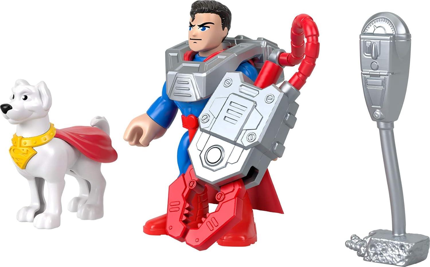 imageFisherPrice Imaginext DC Super Friends Metal Force Action Figures amp Accessory Set with 3inch Superman Krypto Super Dog amp Grabbing Tool