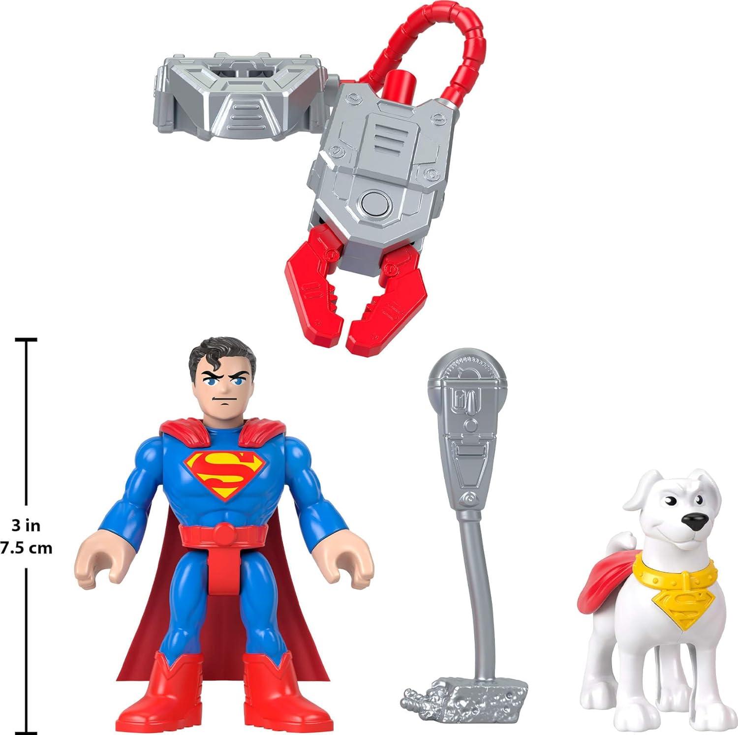 imageFisherPrice Imaginext DC Super Friends Metal Force Action Figures amp Accessory Set with 3inch Superman Krypto Super Dog amp Grabbing Tool