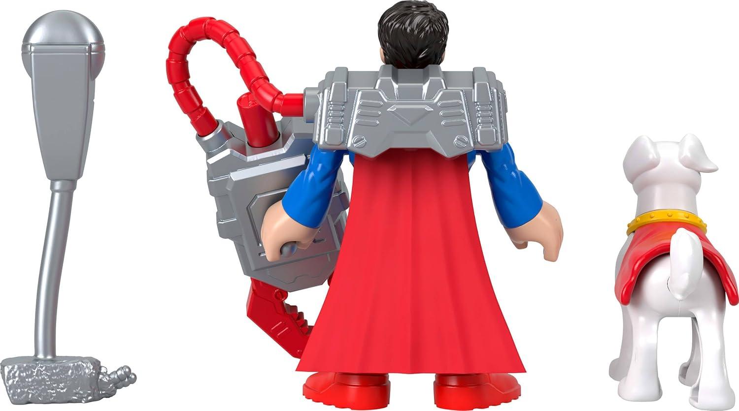 imageFisherPrice Imaginext DC Super Friends Metal Force Action Figures amp Accessory Set with 3inch Superman Krypto Super Dog amp Grabbing Tool