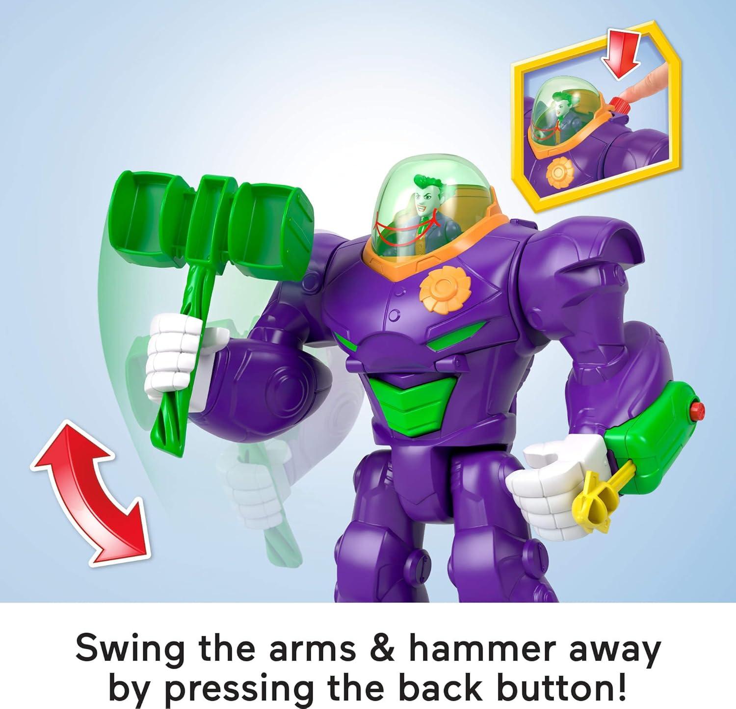 imageFisherPrice Imaginext DC Super Friends The Joker Hammer Mech 3inch Action Figure amp Accessory Set 105inch Toy Includes Launcher Projectile amp Eject
