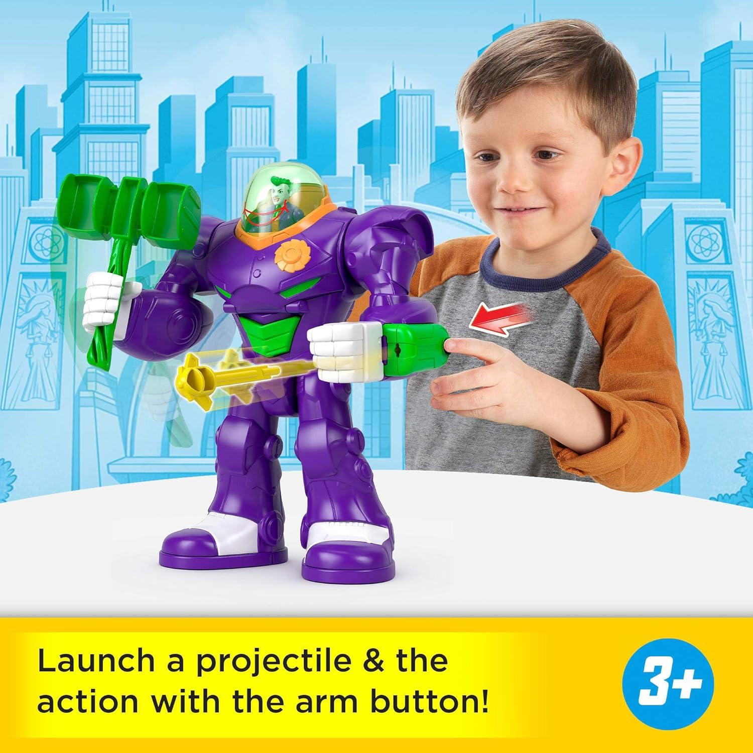 imageFisherPrice Imaginext DC Super Friends The Joker Hammer Mech 3inch Action Figure amp Accessory Set 105inch Toy Includes Launcher Projectile amp Eject