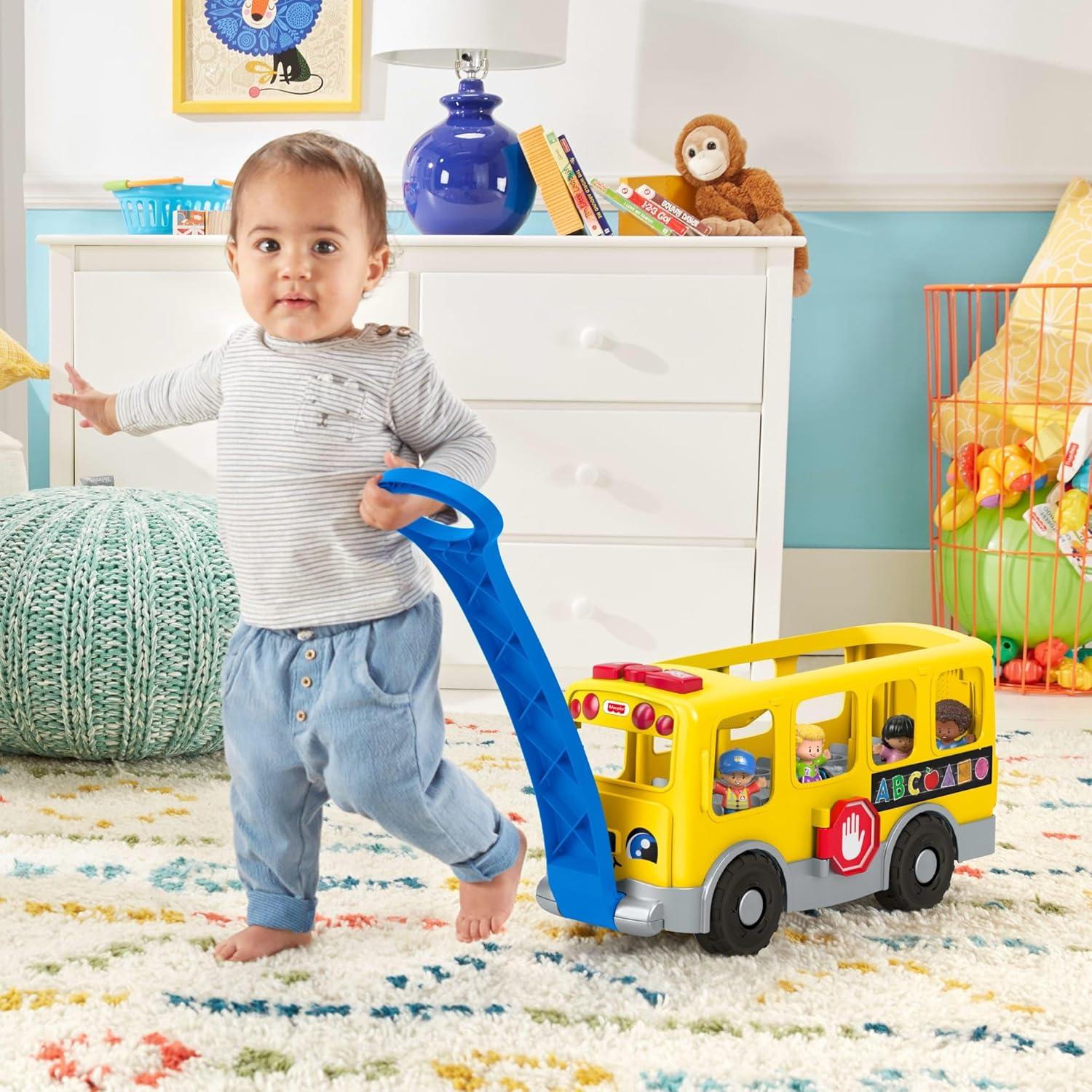 imageFisherPrice Little People Toddler Learning Toy Big Yellow Bus Musical PullAlong Vehicle for Pretend Play Kids Ages 1 YearsMultilanguage