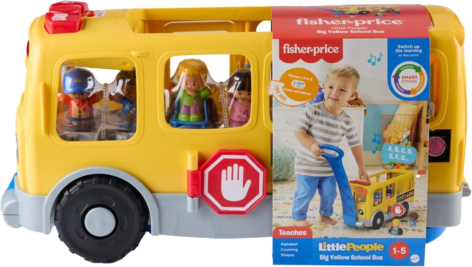 imageFisherPrice Little People Toddler Learning Toy Big Yellow Bus Musical PullAlong Vehicle for Pretend Play Kids Ages 1 YearsMultilanguage
