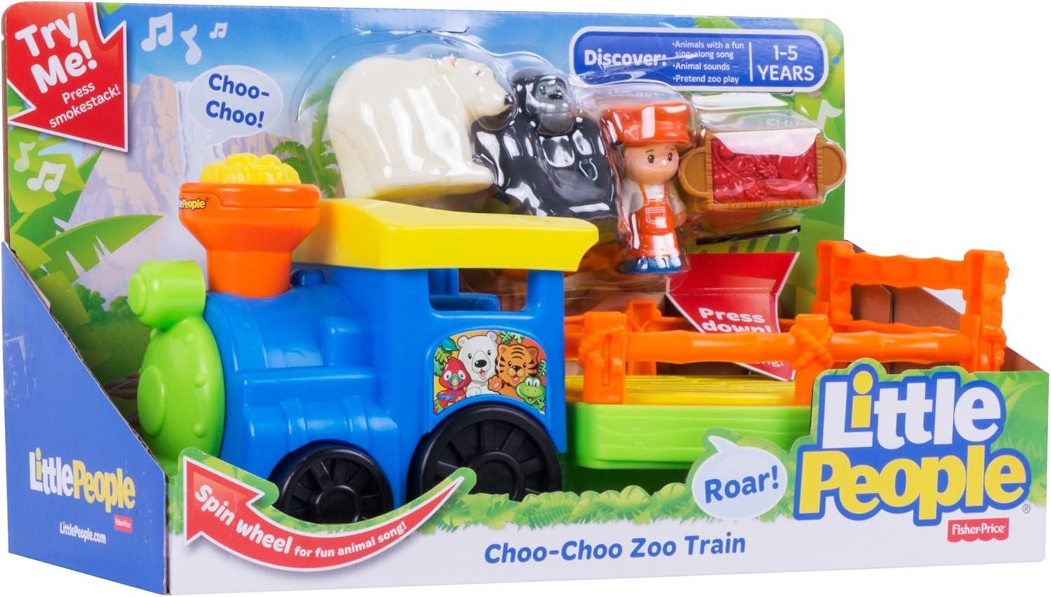 imageFisherPrice Little People Toddler Toy Train ChooChoo Zoo with Music Sounds and 3 Figures for Pretend Play Ages 1 Years