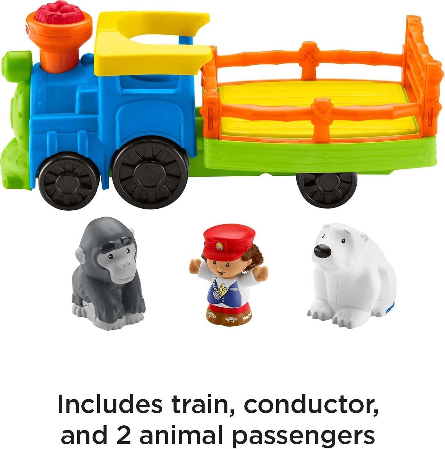 imageFisherPrice Little People Toddler Toy Train ChooChoo Zoo with Music Sounds and 3 Figures for Pretend Play Ages 1 Years
