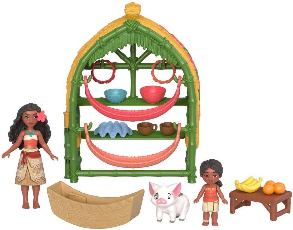 imageMattel Disney Moana 2 Toys Moana amp Simea Village Home Playset with 2 Small Dolls Pua Figure amp 15 Accessories