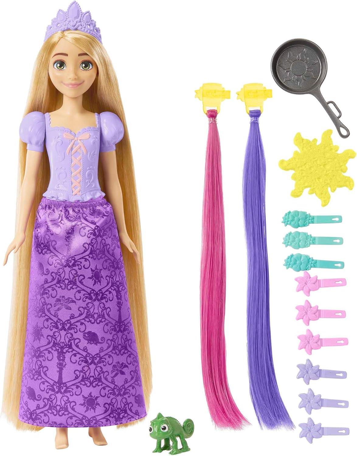 imageMattel Disney Princess Rapunzel Fashion Doll with 2 ColorChange Hair Extensions amp 10 Hairstyling Pieces Inspired by The Disney Movie Tangled