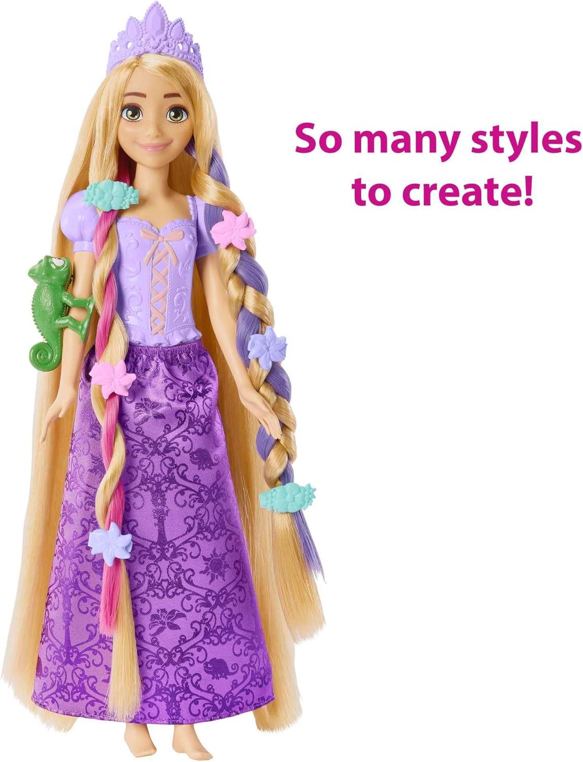 imageMattel Disney Princess Rapunzel Fashion Doll with 2 ColorChange Hair Extensions amp 10 Hairstyling Pieces Inspired by The Disney Movie Tangled