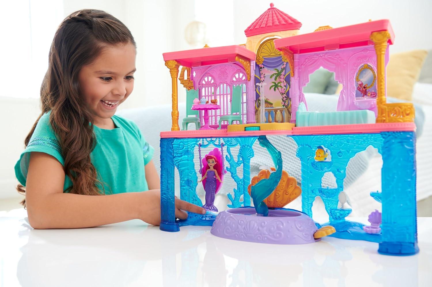 imageMattel Disney Princess The Little Mermaid Toys Ariel Doll House Stackable Castle with Land amp Sea Levels Small Doll 1 Friend 12 Pieces amp Pool