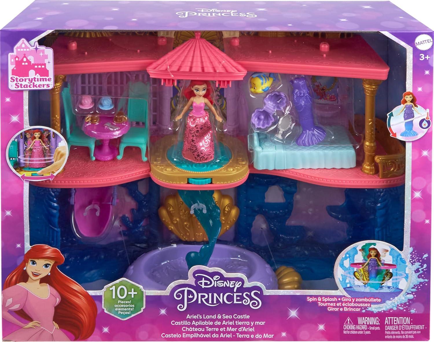 imageMattel Disney Princess The Little Mermaid Toys Ariel Doll House Stackable Castle with Land amp Sea Levels Small Doll 1 Friend 12 Pieces amp Pool