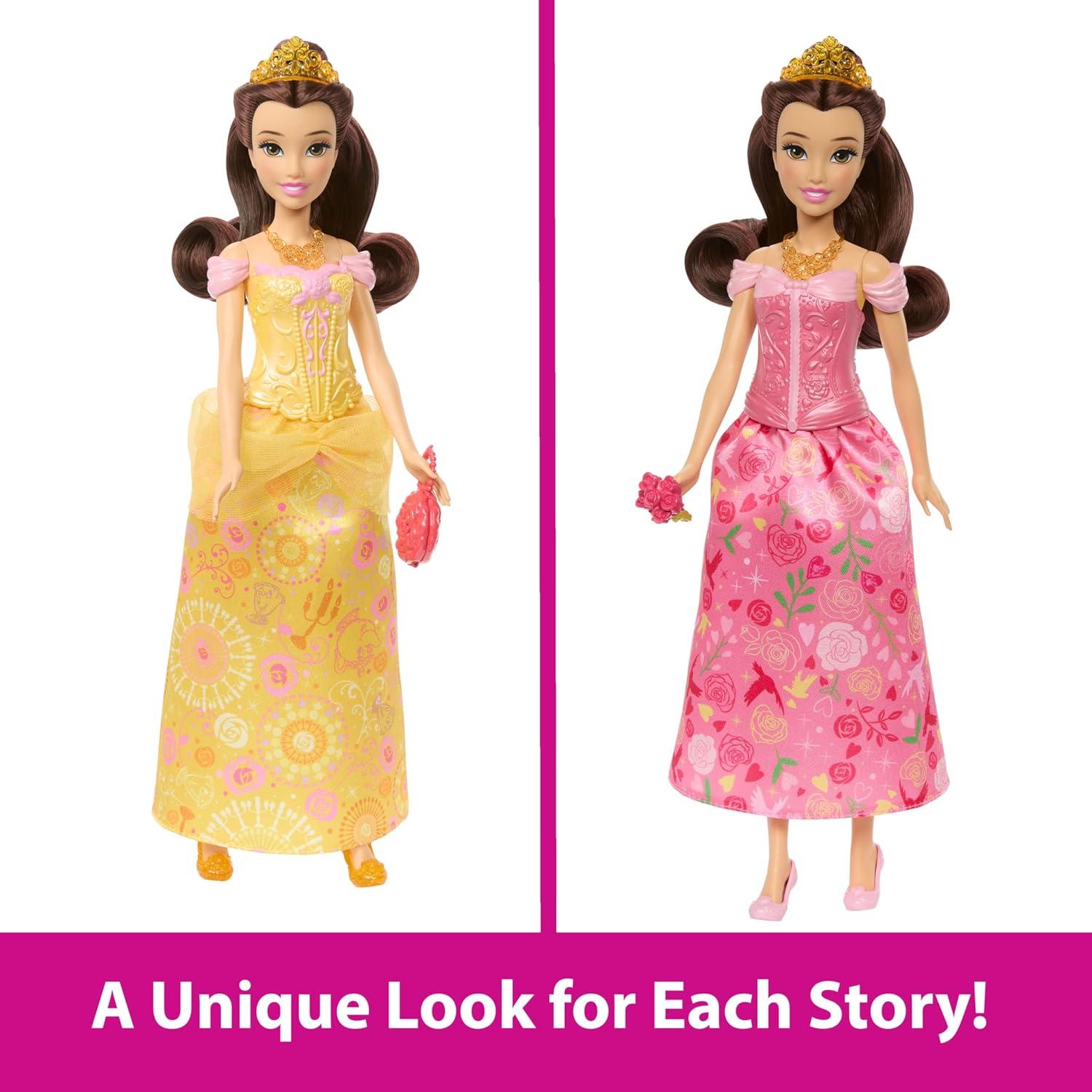 imageMattel Disney Princess Toys Belle Fashion Doll with 2 Looks 9 Accessories 2 SnapOn Bodices amp 2 Skirts 2in1 Stories Inspired by Movie