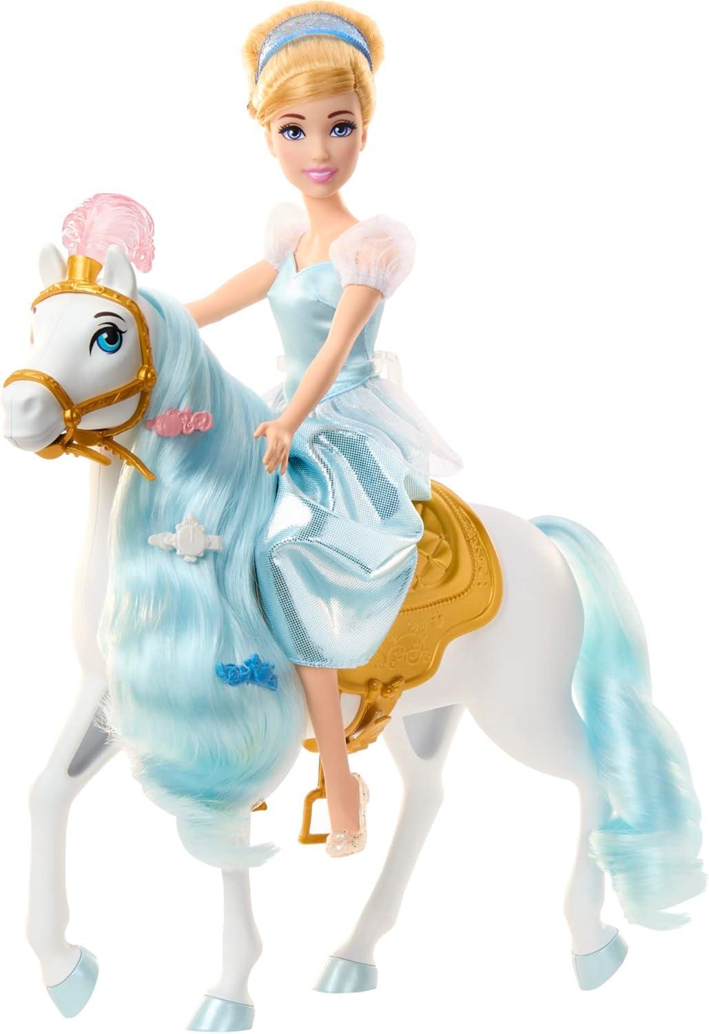 imageMattel Disney Princess Toys Cinderella Fashion Doll amp Horse with Saddle Brushable Mane amp Tail amp Styling Accessories Inspired by the MovieCinderella Horse
