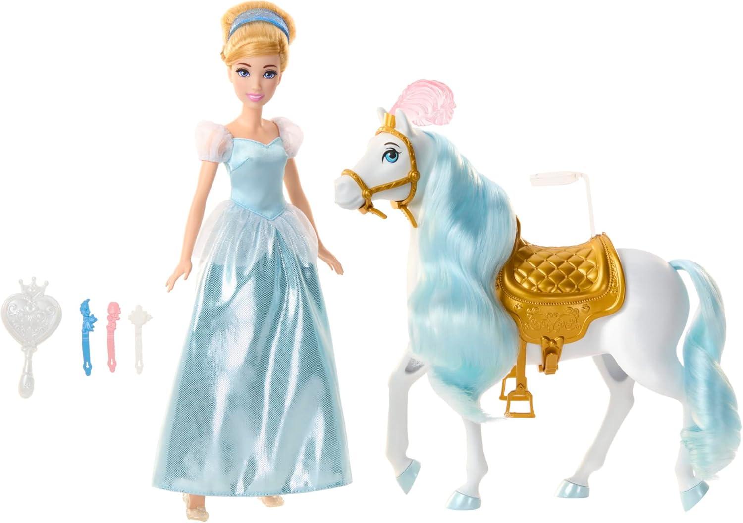 imageMattel Disney Princess Toys Cinderella Fashion Doll amp Horse with Saddle Brushable Mane amp Tail amp Styling Accessories Inspired by the MovieCinderella Horse