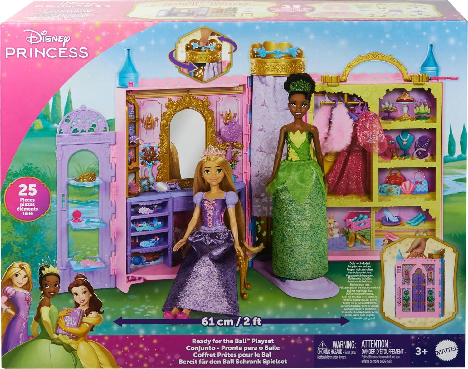 imageMattel Disney Princess Toys Ready for The Ball Closet Playset Opens to 2 Feet Wide amp Includes 2 Fashions 25 Accessories Storage amp More