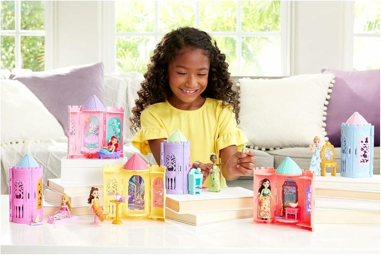 imageMattel Disney Princess or Villains Tower Surprise Small Doll amp Stacking Playset with 34 Accessories Inspired by Movies Characters May Vary