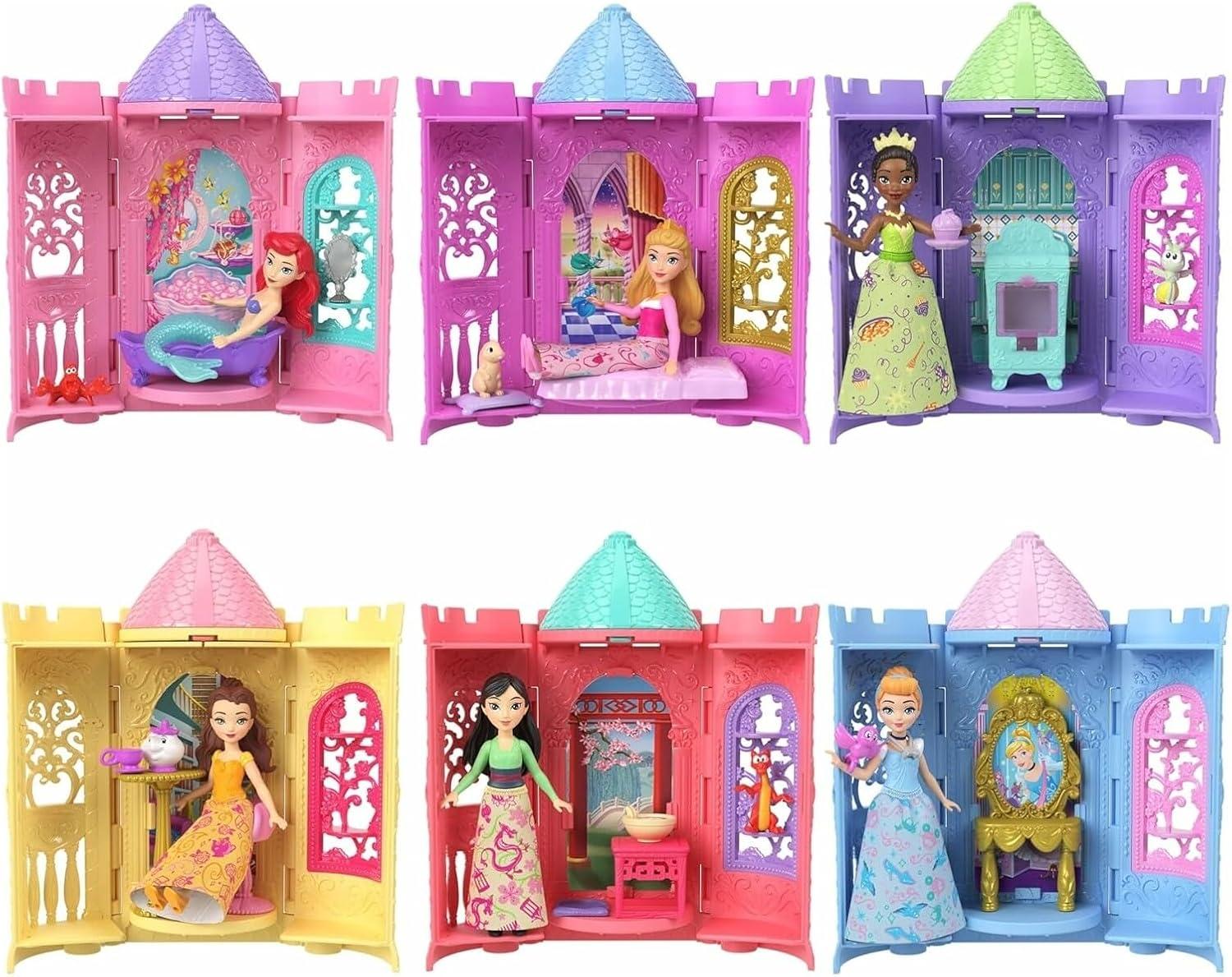 imageMattel Disney Princess or Villains Tower Surprise Small Doll amp Stacking Playset with 34 Accessories Inspired by Movies Characters May Vary