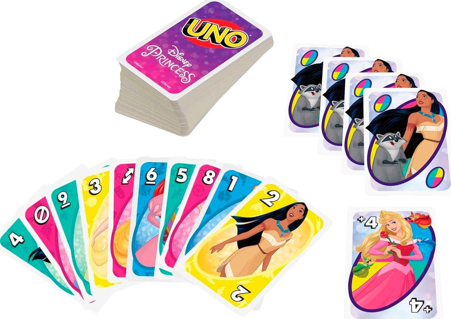 imageMattel Games UNO Disney Princesses Matching Card Game 112 Cards with Unique Wild Card amp Instructions for Players 7 Years amp Older Gift for Kid Family amp Adult Game NightPrincess