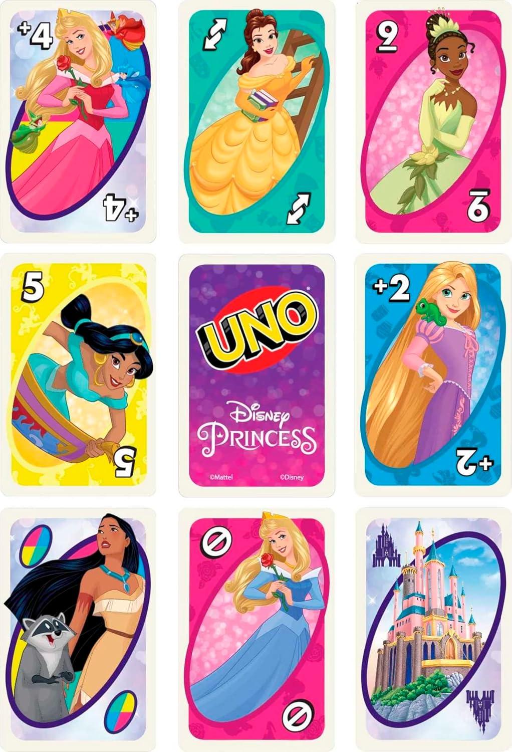 imageMattel Games UNO Disney Princesses Matching Card Game 112 Cards with Unique Wild Card amp Instructions for Players 7 Years amp Older Gift for Kid Family amp Adult Game NightPrincess