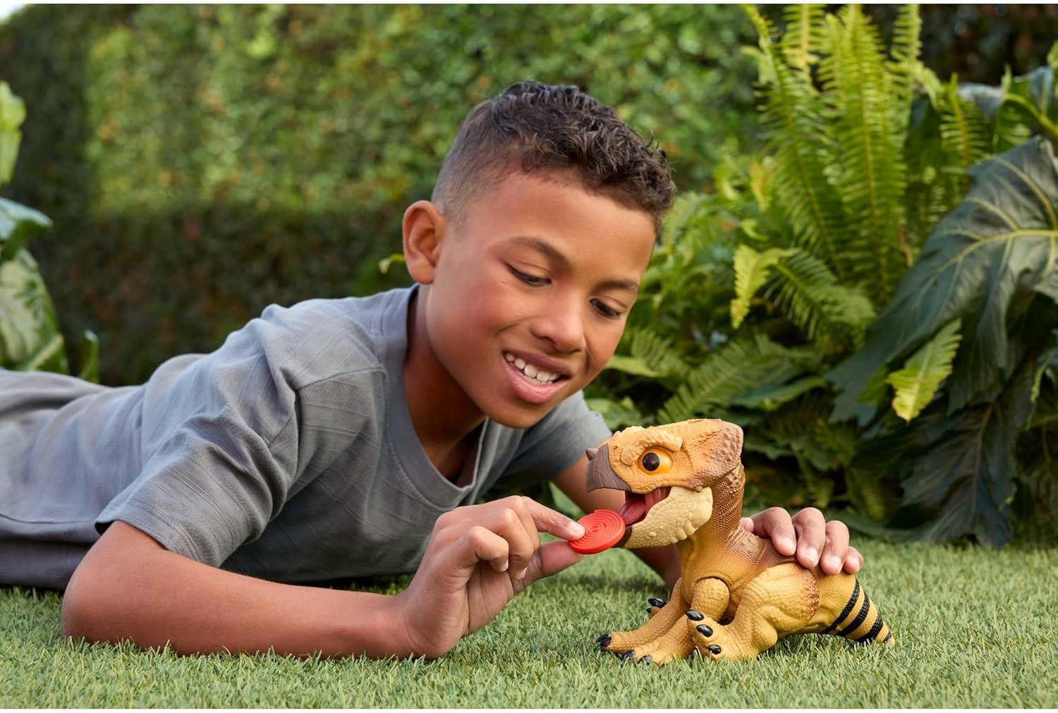 imageMattel Jurassic World Rebirth Primal Protector Aquilops Dolores Interactive Dinosaur Toy with Attack Action amp Sounds PetStyle Electronic Figure with Food Accessory