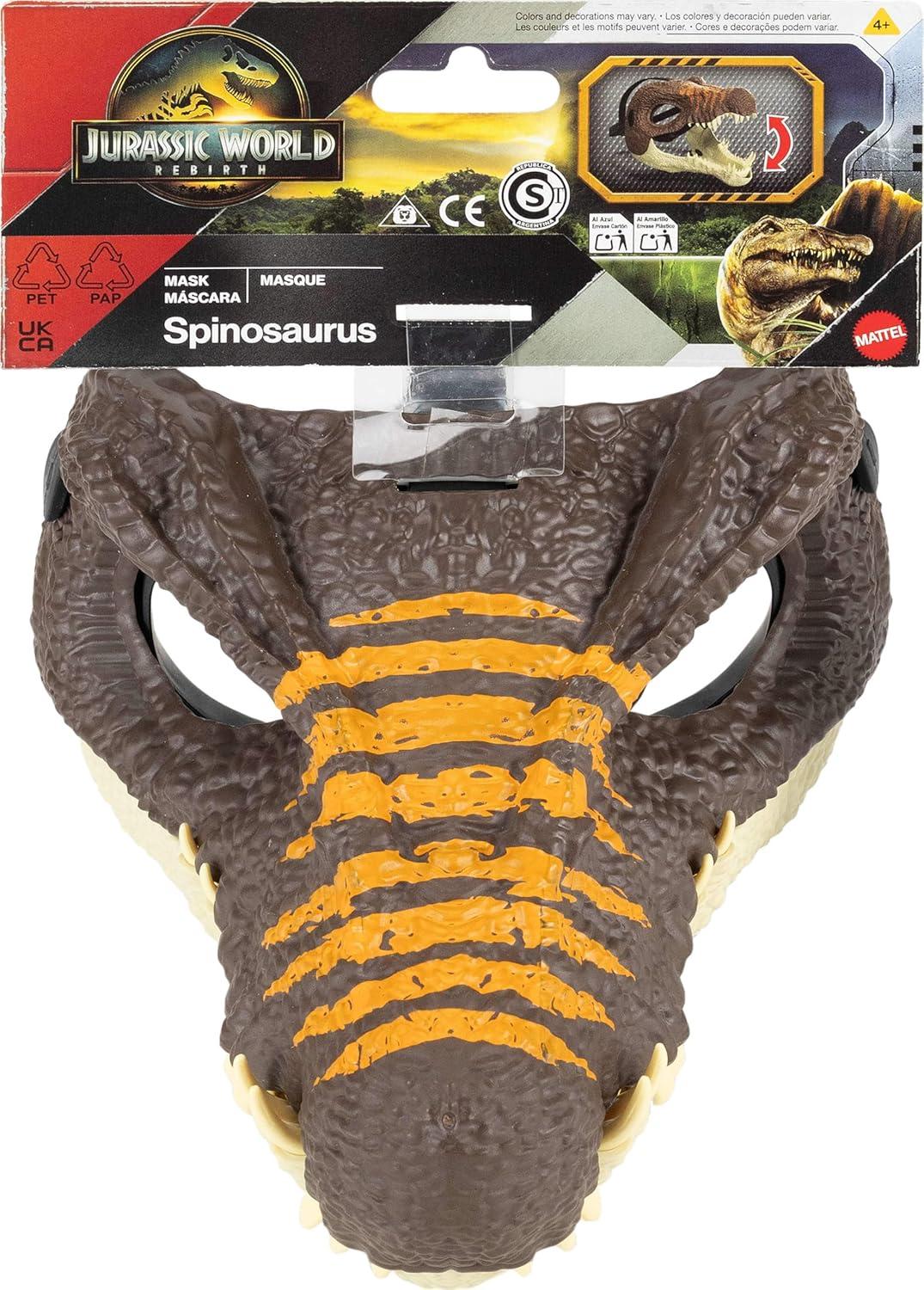 imageMattel Jurassic World Rebirth Spinosaurus Dinosaur Mask RolePlay Head Wear MovieInspired Costume Gear Openable Jaw Realistic Texture and Color Adjustable Strap