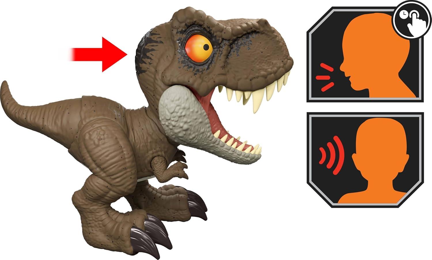 imageMattel Jurassic World Roar Command Tyrannosaurus Rex Dinosaur Figure Toy Record and Play Dino Speak TRex TailActivated Attack amp Roar
