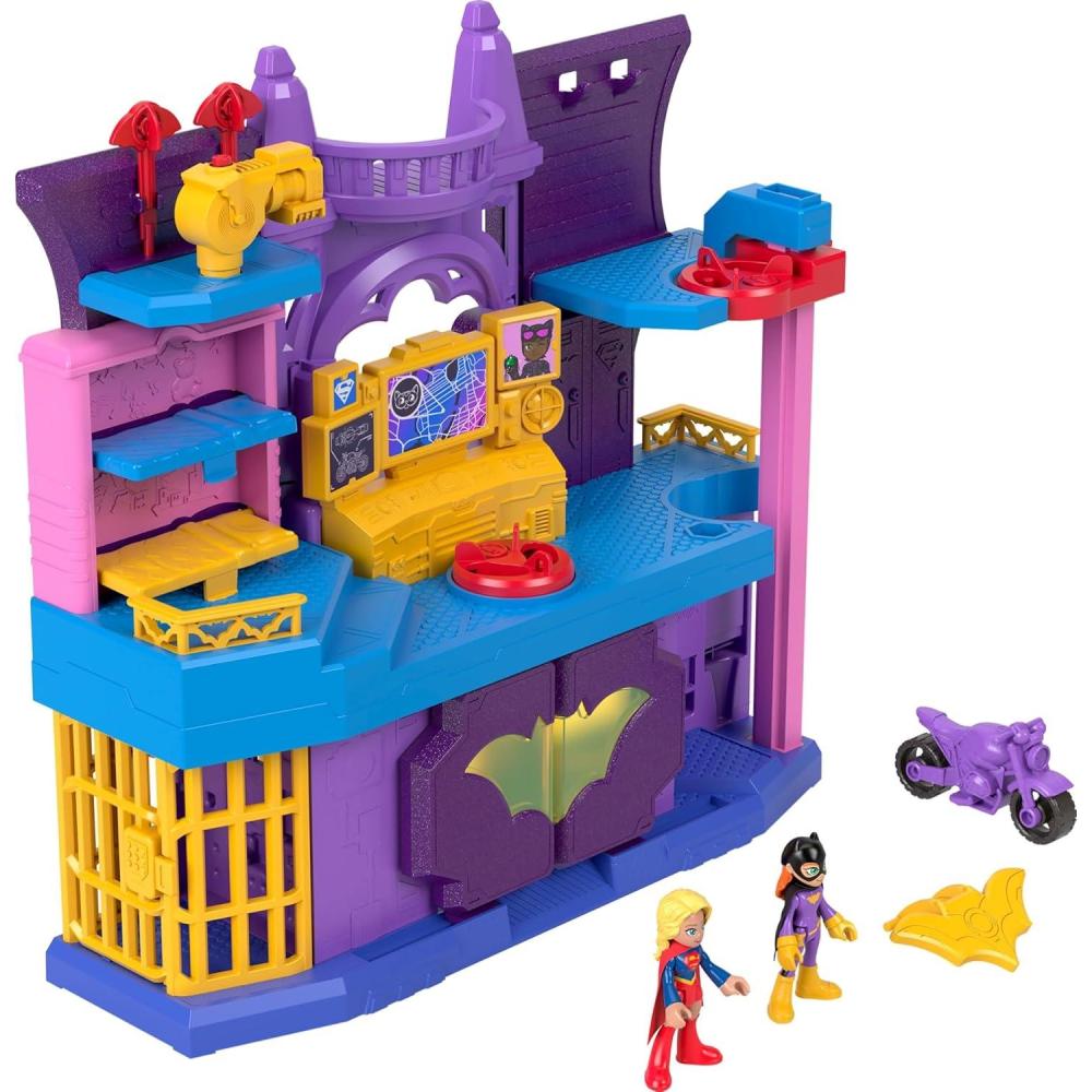 imageFisherPrice Imaginext DC Super Friends Preschool Toy Batgirl Hero Hideout Playset with 2 Figures amp 5 Accessories for Kids Ages 3 Years