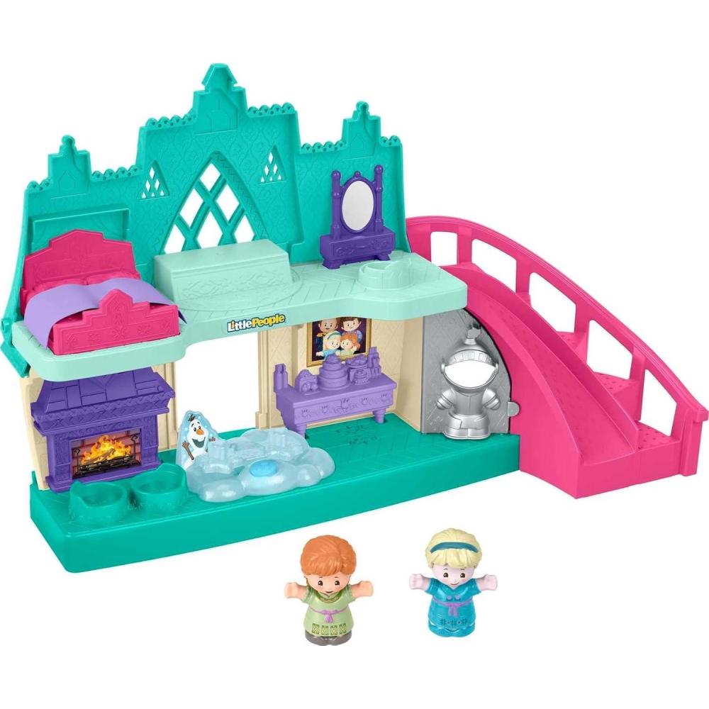 imageFisherPrice Little People Toddler Toy Disney Frozen Arendelle Castle Playset with Lights Sounds Anna amp Elsa Figures for Pretend Play Ages 18 Months Amazon Exclusive