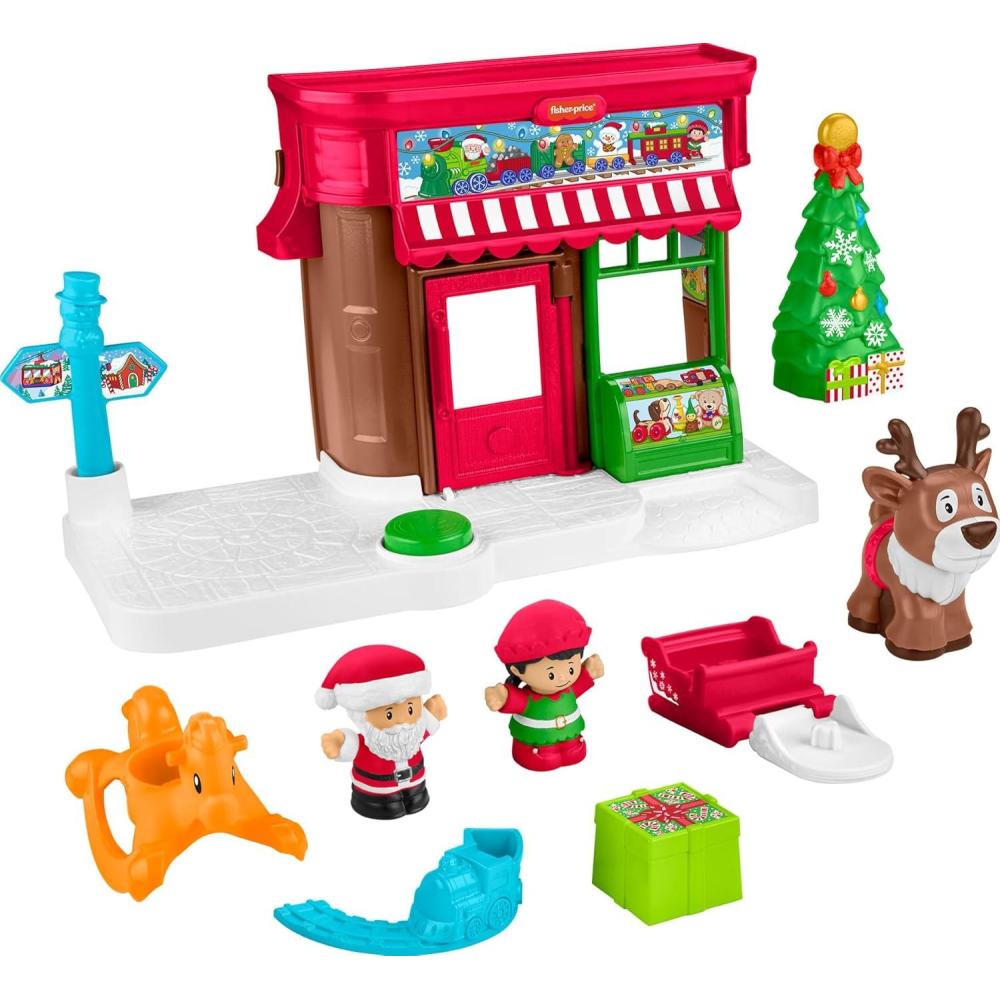 imageFisherPrice Little People Toddler Toys Christmas Wonderland Toy Set with Santa Elf amp Reindeer Figures for Ages 1 Years